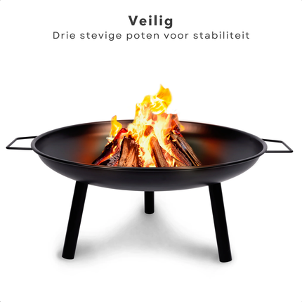 Cheqo® Vuurschaal Staal Ø60 cm - Vuurkorf - Tuinhaard - Sfeerhaard - Terrasverwarmer - Draagbare Terrasverwarming - Met Handvaten