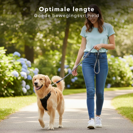 Cheqo® Hondenriem - Hondenlijn - Looplijn Hond - Honden Riem - Zwarte Hondenriem - Zwart Wit Hondenlijn - Zwart Witte Hondenriem - Gestreepte Hondenriem