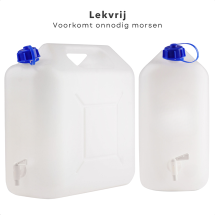 Cheqo® Jerrycan met Tap 15L - Water Jerrycan - Handige Waterkan met Kraan - Ideaal voor Camping - Duurzaam Kunststof