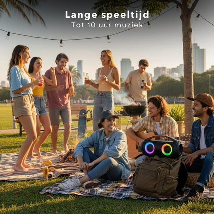 Cheqo® Boombox Speaker - Boombox Bluetooth Speaker - Bluetooth Boombox - Draagbare Boombox - Draadloze Boombox - Boombox Luidspreker - Muziek Box Bluetooth - Draagbare Bluetooth Speaker - Party Speaker - Speaker Met Licht