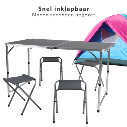 Cheqo® Inklapbare Campingtafel Set - Klaptafel - Inklapbare Tuintafel - Vouwtafel - Camping Tafel - Lichtgewicht Aluminium - Ideaal voor Kamperen