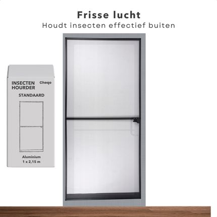 Cheqo® Magnetische Hordeur - Insectenwerend - Vliegengordijn - Deurgordijn - Horgordijn - Voor Balkon en Achterdeur - Aluminium Frame