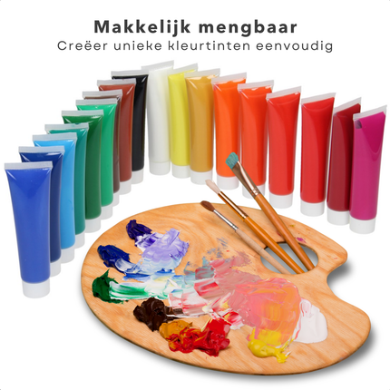 Cheqo® Acrylverf Set 18 Kleuren - Acryl Verf Set - 36 ml Tubes - Professionele Kunstverf voor Kunstenaars