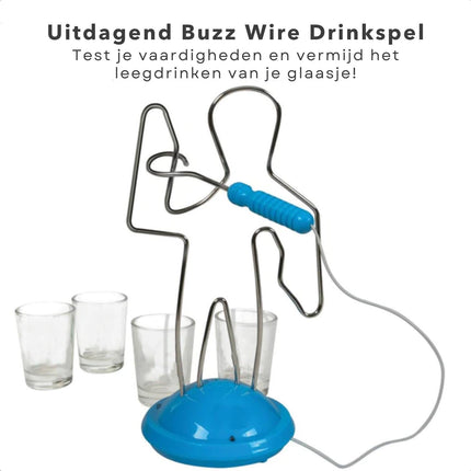 Cheqo® Buzz Wire Spiraal Game - Drinkspel met Shotglaasjes - Hoogte 21.5cm - Ø Voet 9.5cm - Op Batterijen - Reisspel - Studentenspel - Gezinsspel Actiespellen