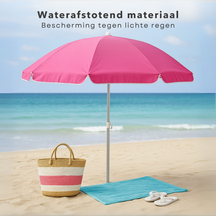 Cheqo® Strandparasol 200 cm - Strand Parasol - Ook voor Balkon - UV-bescherming - Opvouwbaar en Kleurrijk - Ideaal voor Strand