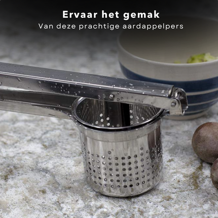 Cheqo® RVS Aardappelpers - Diameter 8 cm - Lengte 25 cm - Pureestamper - Pureeknijper - Pureerder - Lange Levensduur aardappelstampers