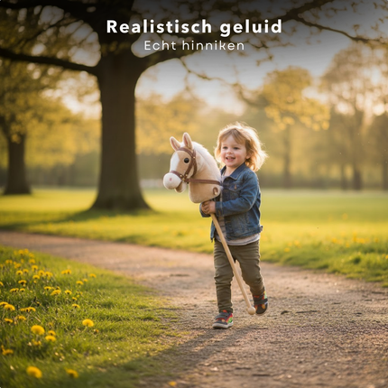 Cheqo® Stokpaard met Geluid - Stokpaardje met Geluid - Stokpaard - Stokpaardje - Hobby Horse - Hobby Paard - Paardenstok - Paardenstok Speelgoed - Stokpaard Speelgoed - Stokpaard voor Kinderen - Stokpaard met Geluid Beige