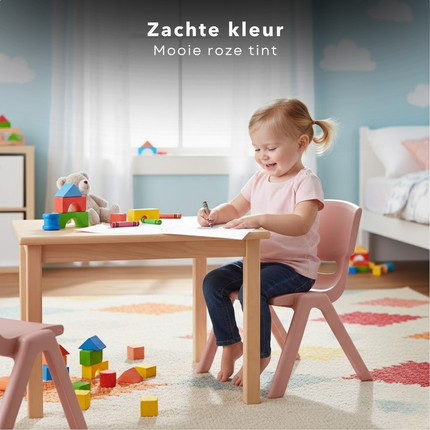 Cheqo® Kinderstoeltje - Kinderstoeltje Roze - Kinderstoel - Kinderstoel Roze - Peuterstoeltje - Peuterstoel - Kinder Tuinstoel - Tuinstoeltje Kind - Kinderstoel Buiten - Kinderstoel Binnen - Kunststof Kinderstoeltje - Plastic Kinderstoeltje