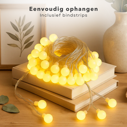 Cheqo® Feestverlichting - Warm Wit LED - 80 LED Lampjes - 16 Meter Lichtsnoer - Transparant Snoer - IP44 Waterdicht - Binnen En Buiten - Partytent Verlichting - Fairy Lights - LED Bolletjes - Lichtslinger - Feest Verlichting