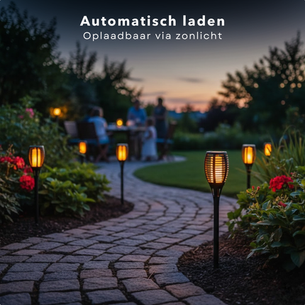 Cheqo® Solar Tuinfakkel - Solar Fakkel - LED Tuinfakkel - Tuinfakkel Zonne Energie - Solar Tuinverlichting - Tuinverlichting Zonne Energie - Solar Tuinlamp - Buitenverlichting Zonne Energie - Solar Buitenverlichting - Tuinfakkel Vlameffect