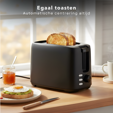 Cheqo® Compacte Broodrooster – Toaster – Brood Rooster – 7 Niveaus – Stopknop – Opwarmfunctie – Ontdooistand – Indicatielampje – Automatische Uitwerp – Kruimellade – Anti-Slip Voetjes - Broodtoaster - Brood Toasten