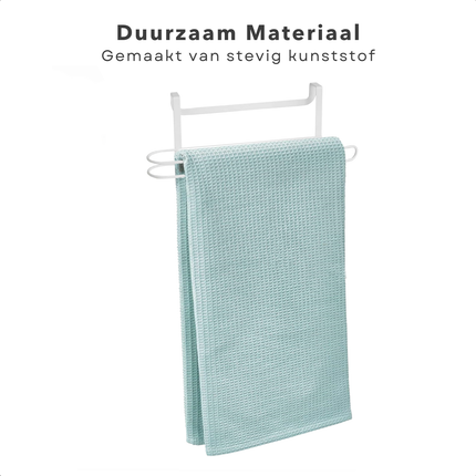 Cheqo® Deurhanger Handdoekrek Zonder Boren - Kunststof - Wit - Handdoek Houder - Handdoekstang - Handdoekenrek - Handoekhouder - Badkamer