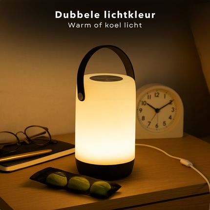 Cheqo® LED Nachtlamp Opblaadbaar - Nachtlampje - Leeslamp - Sfeerlamp - Lantaarn - Tuinlantaarn - Tafellamp - Dimbaar - Voor Binnen & Buiten - Kunststof - USB-C