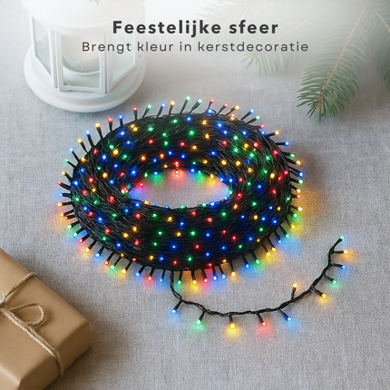 Cheqo® Micro Cluster Kerstverlichting - Kerstlampjes - Kerstboomverlichting - 1200 LED Lampjes - 24 Meter Lichtsnoer - Multicolor LED - Kerstverlichting Binnen en Buiten - 8 Lichtfuncties met Geheugen - Geschikt voor Kerstboom - Multicolor