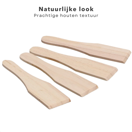 Cheqo® Houten Gourmet Spatels Set - Raclette Spatels - Raclet Spatels - 4 Stuks - Hout -  Kleine Spateltjes voor Gourmetten - Duurzaam en Milieuvriendelijk