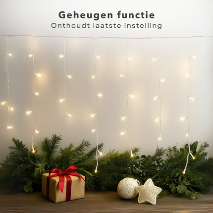 Cheqo® Ijspegel Verlichting - Ijspegelverlichting Buiten - Kerstverlichting Buiten - 180 LED - Wit Licht - Koelwit - Transparant Snoer - 6 Meter Lengte - 3 Meter Aansluitsnoer - IP44 Adapter - Geschikt voor Buiten - 8 Lichtfuncties met Timer
