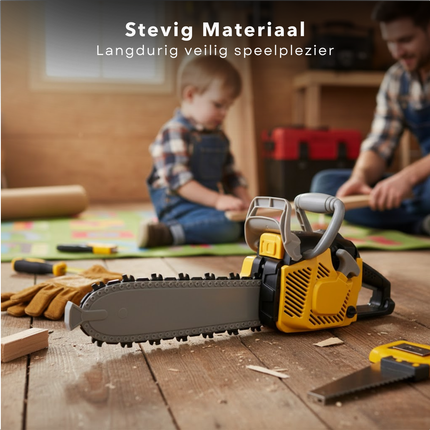 Cheqo® Speelgoed Kettingzaag - Met Licht En Geluid - Werkt Op Batterijen - ABS Materiaal - Speelgoed Gereedschap - Rollenspel Accessoires - Cadeau Voor Kinderen - Speelgoed Zaag - Kettingzaag Speelgoed