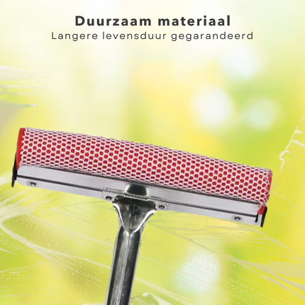 Cheqo® Raamtrekker Met Spons - Raamwisser - Raamwasser Auto - Autoruit Schoonmaken - Voor Ramen Schoonmaken
