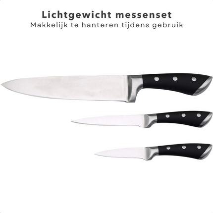 Cheqo® Roestvrijstalen Keukenmessen Set - Koksmes en Utility Mes - Ergonomische Handgreep - Chefmessen - Messenset voor Keuken - Koksmessen Set