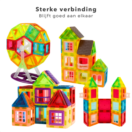 Cheqo® Magnetische Bouwtegels - Magnetic Tiles - Magnetische Bouwstenen - Magnetisch Montessori Speelgoed - 70-delige Set - Educatief Speelgoed voor Kinderen - Constructie Speelgoed - Magnetische Tegels