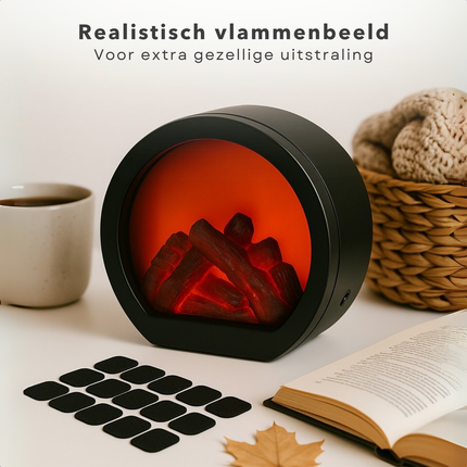 Cheqo® LED Sfeerhaard - Decoratieve LED Openhaard - LED Haard Elektrisch - Kunststof - USB - Rond