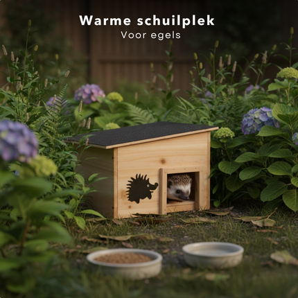 Cheqo® Egelhuis - Egelhuisje - Egelhuis voor Buiten - Egelhuis Tuin - Egelhuisje Tuin - Houten Egelhuis - Egel Nestkast - Egel Schuilplaats - Egelhuis met Afneembaar Dak