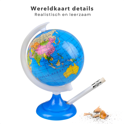 Cheqo® Puntenslijper Globe - Wereldbol Puntenslijper - Bureauaccessoire - Wereldbol Design - Decoratief en Praktisch