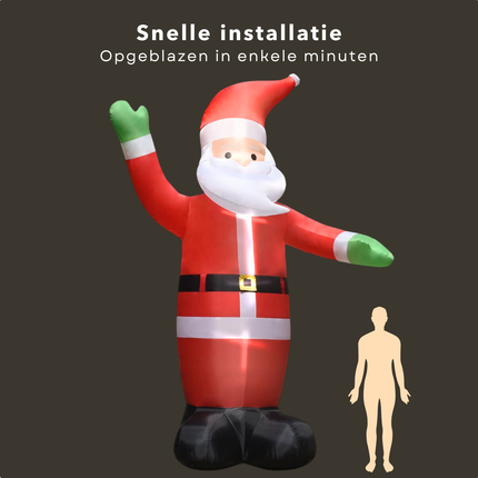 Cheqo® Opblaasbare Kerstman - Kerstman Opblaasbaar - Kerstversiering - 4,5 m - Weerbestendige Kerstdecoratie met LED - Polyester