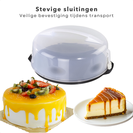 Cheqo® Gebaksdoos Kunststof - Taartplateau - Transparante Taartdoos - Taartbox - Vershouddoos - Taart Bewaardoos