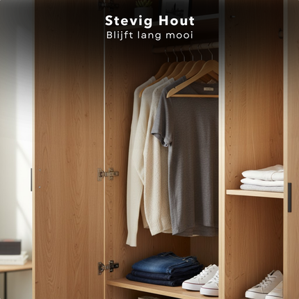 Cheqo® Houten Kledinghangers – Set van 6 – Gelakt Hout – Draaibare Metalen Haak – Geschikt voor Zware Kleding – Duurzaam & Klassiek Design – Ideaal voor Jassen en Colberts - Kleerhangers - Kleding Hangers - Kleerhanger Set