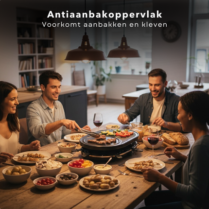 Cheqo® Raclette Grill – Gourmetstel voor 8 Personen – Bakplaat - Verwijderbare Grillplaat – Inclusief Gourmetpannetjes & Spatels – 1200 Watt Vermogen – Eenvoudig Schoon te Maken – Elektrisch Gourmetstel - Gourmetten - Bakplaat