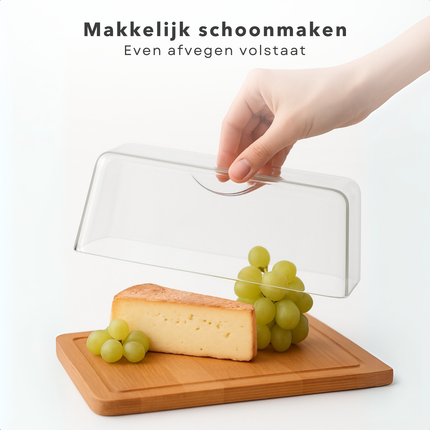 Cheqo® Bamboe Kaasstolp - Kaasdoos - Kaashouder - Vershoudbakje - Duurzame Kaasplank met Deksel