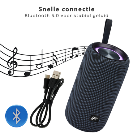 Cheqo® Bluetooth Speaker 16W - Draadloos & Waterdicht - Party LED Verlichting - Party Speaker - Compact & Draagbaar