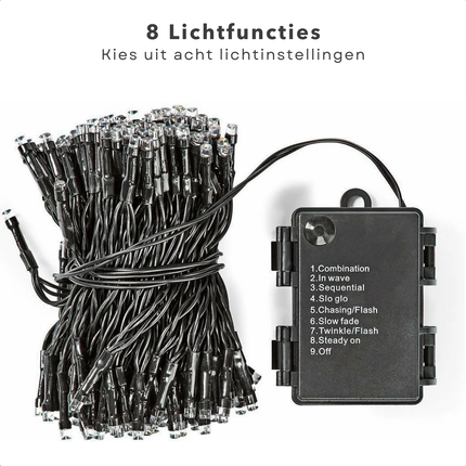 Cheqo® Kerstverlichting - Kerstboomverlichting - Kerstlampjes - LED Kerstverlichting - Warm Wit - 1.8M 24 LED's - Batterij & Timer - Waterdicht IP44