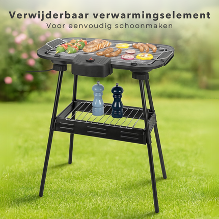 Cheqo® Elektrische BBQ 2-in-1 - Rookvrij - Tafelbarbecue Voor Binnen & Buiten - Elektrische Barbecue - BBQ voor Camping & Tuin