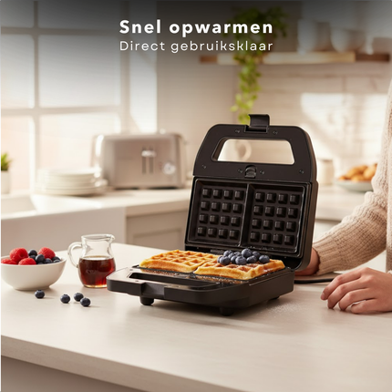 Cheqo® 3-in-1 Toaster – Verwisselbare Bakplaten – Tosti/Grill/Wafelijzer – Belgische Wafels – Tostiijzer - Wafelijzer - Grill - Wafel Ijzer - Tosti Ijzer - Wafels Maken - Tosti Grill - Grillplaat Tosti - Grill IJzer