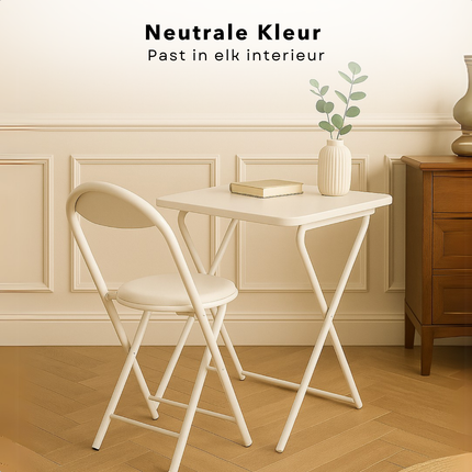 Cheqo® Universele Tafel Set met Stoel - Bureau - Eettafel - Kindertafel - Klaptafel Met Stoel - Ideaal voor Kinderen - Kinderkamer - MDF - Wit