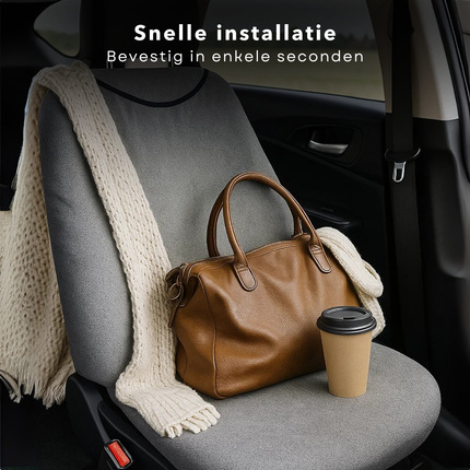 Cheqo® Badstof Autostoelhoes – Zwarte Elastische Stoelhoes – Waterabsorberend & Zweetbestendig – Universele Fitting – Wasmachinebestendig – Autostoel Cover met Klipsluiting – Stoelbescherming voor Sport & Kinderen