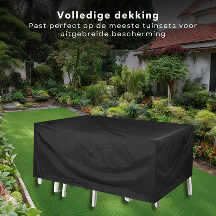 Cheqo® Tuinsethoes - Bescherming tegen Weer en Wind - Tuinmeubelbescherming - Weerbestendige Hoes - 210x210x90cm - Afdekhoes - Beschermhoes Tuinset - Tuinsetbescherming - Waterdicht - UV Bestendig - Extra Sterk Tuinmeubelhoezen