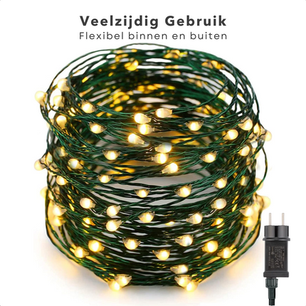 Cheqo® Kerstverlichting - Kerstboomverlichting - Kerstlampjes - Sfeerverlichting - LED Verlichting - Voor Binnen en Buiten - Tuinverlichting - Feestverlichting - Lichtsnoer - Soft Wire - 400 LED's - 12 Meter - Warm Wit Kerstboomverlichting