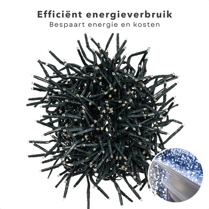 Cheqo® Kerstverlichting - Kerstboomverlichting - Kerstlampjes - 192 LED - 1.4M - Voor Binnen en Buiten - Timer - Extra Wit - 8 Lichtfuncties - Op Batterijen - Clusterverlichting - Sfeerverlichting - Feestverlichting Kerstboomverlichting