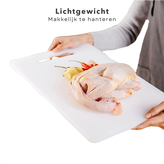 Cheqo® Witte Kunststof Snijplank - Snijplanken - Serveerplank -Tapasplank - 35x25 cm - Hygiënisch en Duurzaam