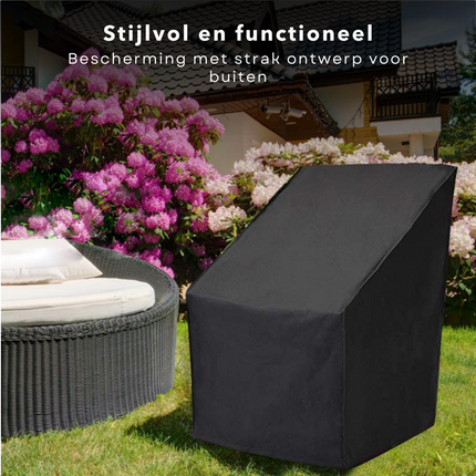 Cheqo® Waterdichte Tuinstoelhoes - Beschermhoes voor Buitenmeubilair - Trekkoord - 66 x 66 x 107 cm - Afdekhoes - Beschermhoes Tuinset - Tuinsetbescherming - Waterdicht - UV Bestendig - Extra Sterk - Stoelhoezen tuinmeubelhoezen