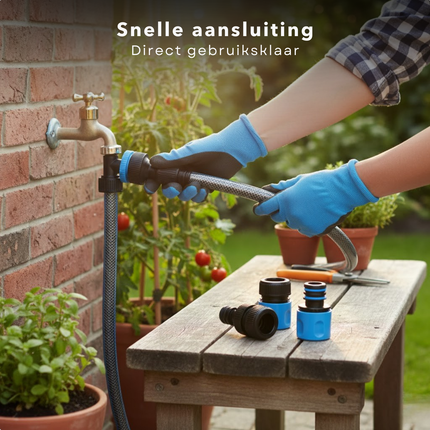 Cheqo® Tuinslangadapter Set - Tuinslangadapter - Tuinslangkoppeling - Kraankoppeling Tuinslang - Tuinslangkoppelset - Tuinslang Koppelingen Set - Tuinslang Opzetstukken Set - Slangconnector - Slang Koppeling - Kraanadapter Tuinslang