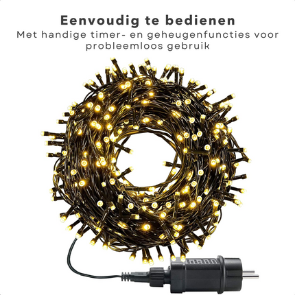 Cheqo®  Kerstverlichting - Kerstboomverlichting - Kerstlampjes - Sfeerverlichting - LED Verlichting - Voor Binnen en Buiten - Tuinverlichting - Feestverlichting - Lichtsnoer - 9M - 120 LED's - Extra Warm Wit - Timer - 8 Lichtfuncties Kerstboomverlichting