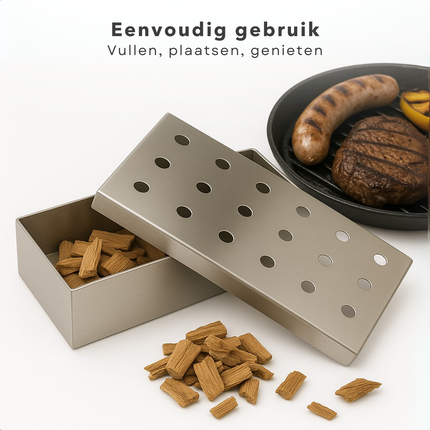 Cheqo® BBQ Rookbox RVS - Smoker Box - Perfect voor BBQ - Rookdoos - Smokerbox - Barbecue