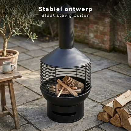 Cheqo® Sfeerhaard Buiten - Tuinhaard - Terrashaard - Vuurhaard Buiten - Buitenhaard - Tuinhaard Vrijstaand - Terrashaard Vrijstaand - Vuurhaard Tuin - Buitenhaard Vrijstaand - Openhaard Buiten - Tuinhaard Zwart