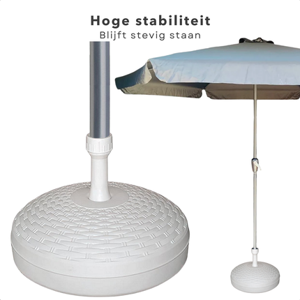 Cheqo® Parasolvoet Wit - Vulbaar met Water of Zand - Parasol Voet - Stevige Parasolhouder voor Buiten