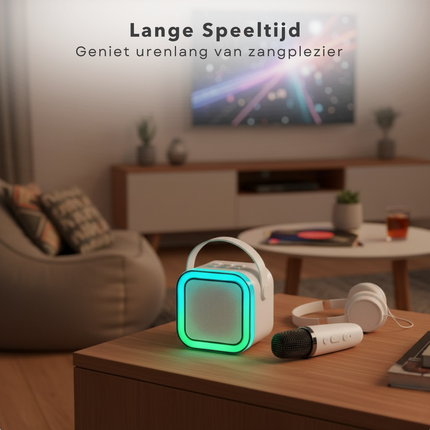 Cheqo® Draadloze Karaoke Set - Karaoke Set Mini - Compacte Karaoke Set - Draadloze Microfoon - RGB-Verlichting - Karaoke Voor Kinderen - Karaoke Voor Volwassenen - Bluetooth - AUX- USB - Party Speaker - Bluetooth Speaker