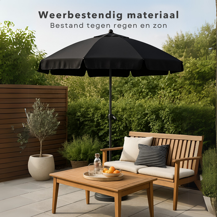 Cheqo® Tuinparasol Antraciet 250 cm - Parasol - Verstelbaar Aluminium Frame - Waterdicht Polyester